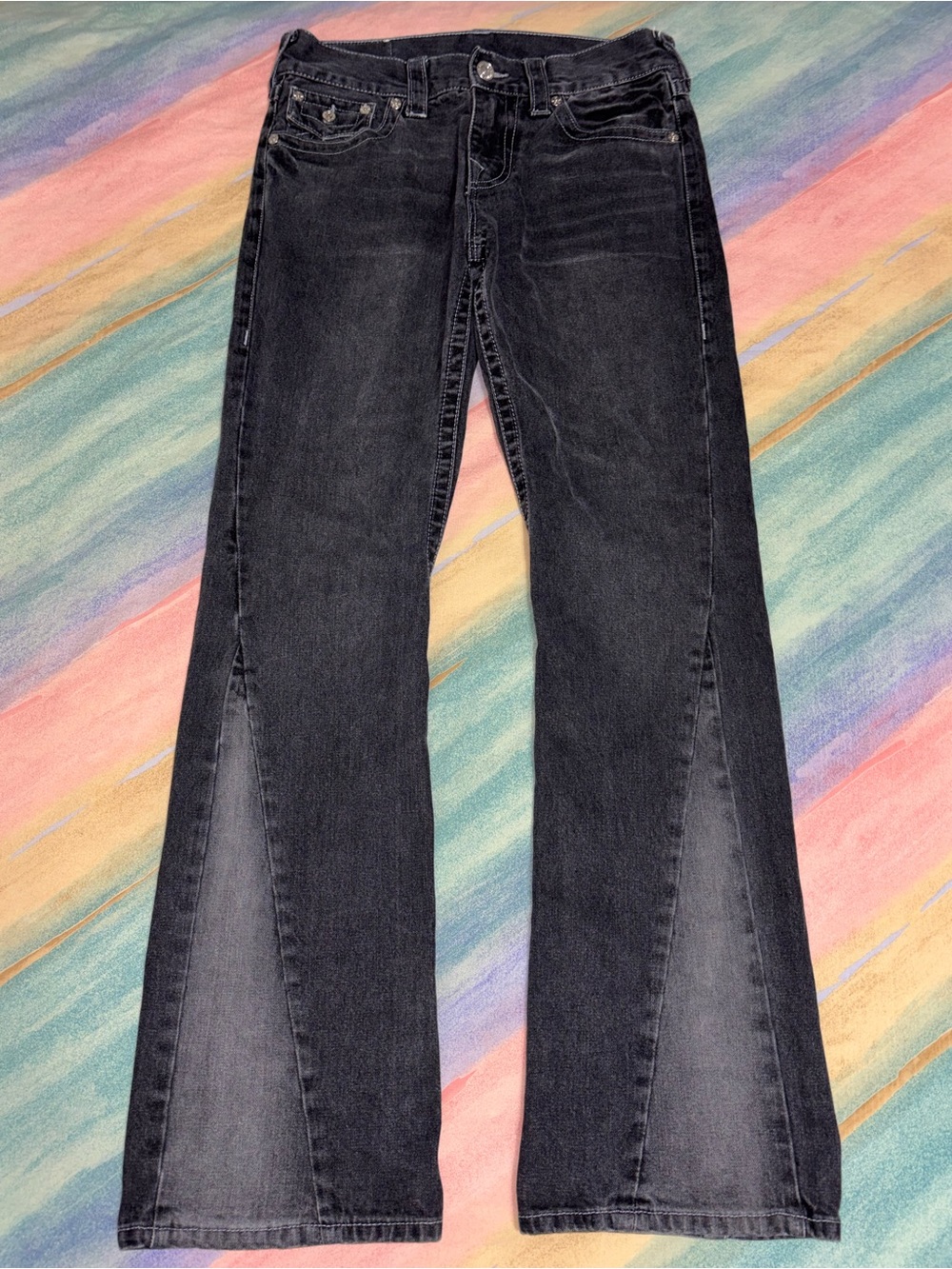 True Religion Blue Flare Jeans two tone gray size 29